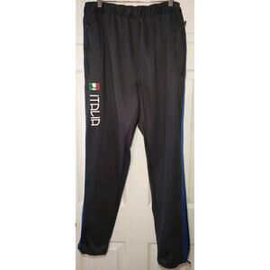 Men's Mitre "Italia" Track Pants Sweat Pants Grey Blue Stripe - XL
